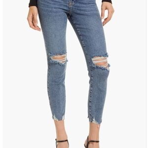 Good American Blue Distressed Ankle Skinny Jeans